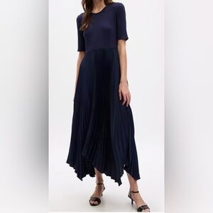 GAP Navy Blue Ribbed Mixed Media Dress